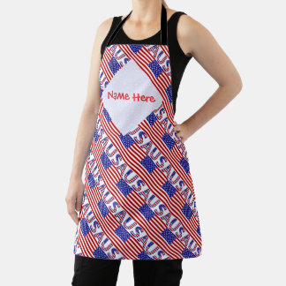 USA United States America Flag Tiled Personalised Apron