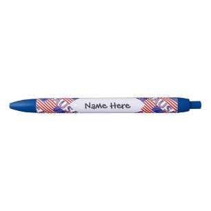 USA United States America Flag Tiled Personalised Black Ink Pen