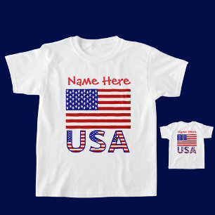 USA United States America Red Personalised Boy's T-Shirt