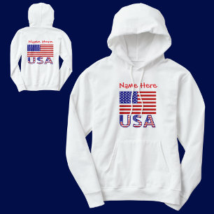 USA United States America Red Personalised Women's Hoodie