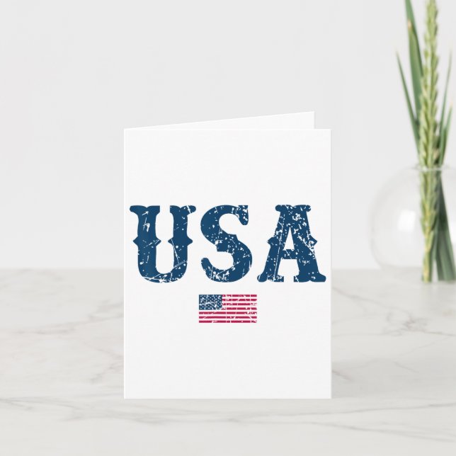 Usa United States Of America American Flag July 4t Card (Front)