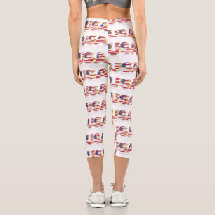 USA - United States of America - Flag - Patriotic  Capri Leggings