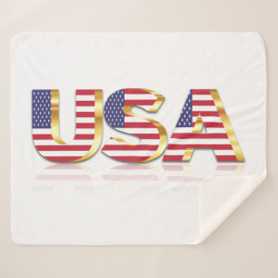 USA - United States of America - Flag - Patriotic Sherpa Blanket