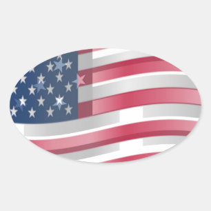 USA Unites: Stripes & Stars in Bold Design Oval Sticker