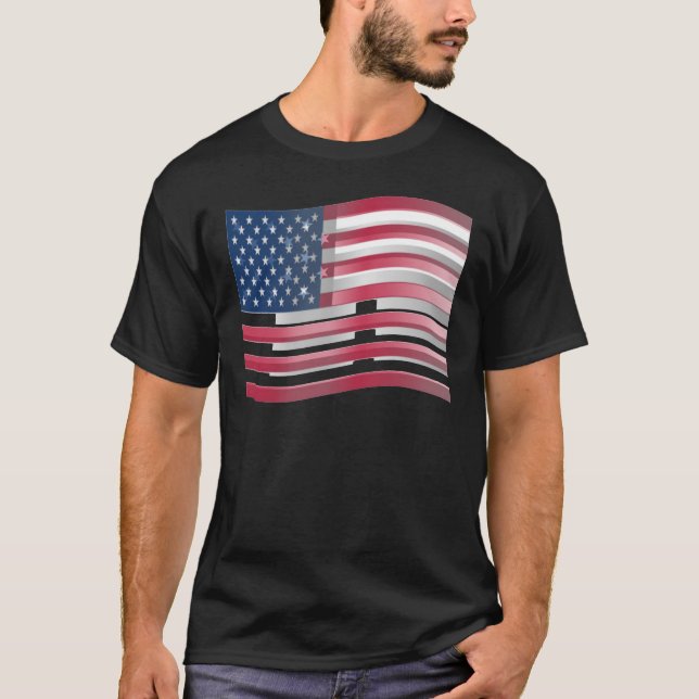 USA Unites: Stripes & Stars in Bold Design T-Shirt (Front)