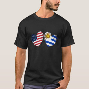 Usa Uruguay Flag Heart Valentines Day Uruguayan Am T-Shirt