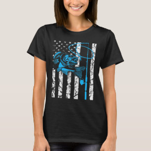 Usa Us American Flag Fishing Rod Fishing Fish Natu T-Shirt