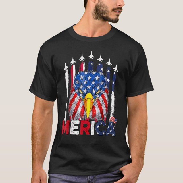 Usa Us American Flag Patriotic 4th Of July Bald Ea T-Shirt (Front)