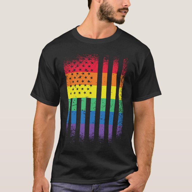usa us flag LGBT pride social movement T-Shirt (Front)