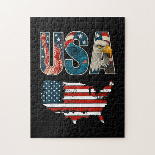 USA US Patriotic 4th of July America Flag Freedom  Jigsaw Puzzle