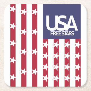 USA/USA FREE STARS FLAG BY MASANSER PIXELAT SQUARE PAPER COASTER