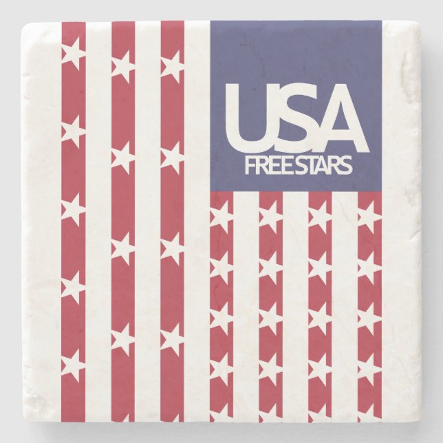 USA/USA FREE STARS FLAG BY MASANSER PIXELAT STONE COASTER (Front)
