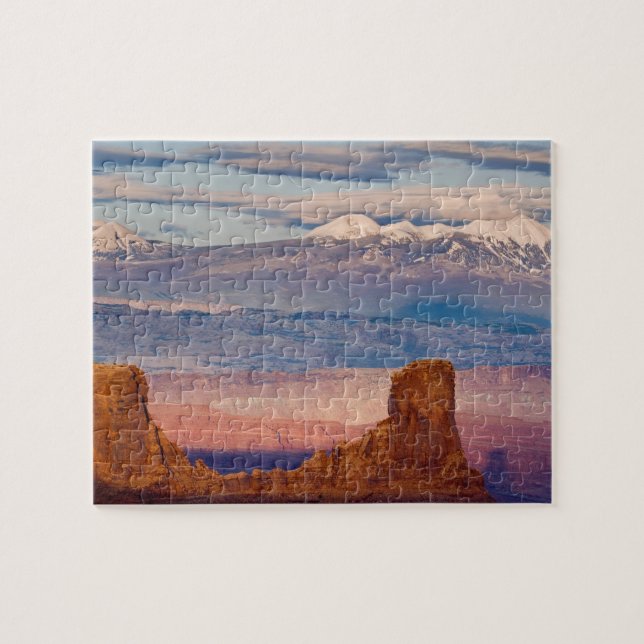 USA, Utah. Scenic of La Sal Mountains from Dead Jigsaw Puzzle (Horizontal)