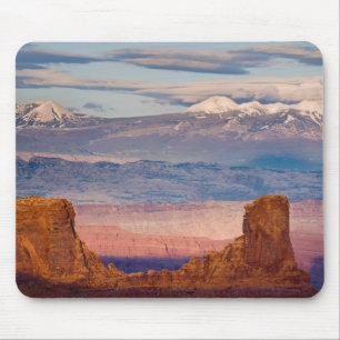 USA, Utah. Scenic of La Sal Mountains from Dead Mouse Pad