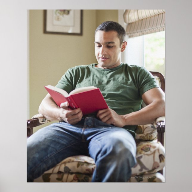 USA, Utah, Young man reading book Poster (Front)