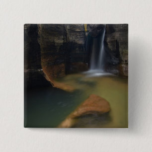 USA, Utah, Zion National Park.  Keyhole Falls in 15 Cm Square Badge