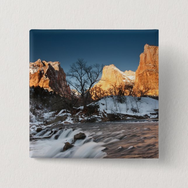 USA, Utah, Zion National Park. Mountain sunrise 15 Cm Square Badge (Front)