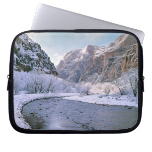 USA, Utah, Zion NP. New snow covers the canyon