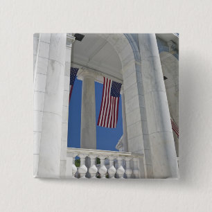 USA, VA, Arlington. American Flags are hung 15 Cm Square Badge