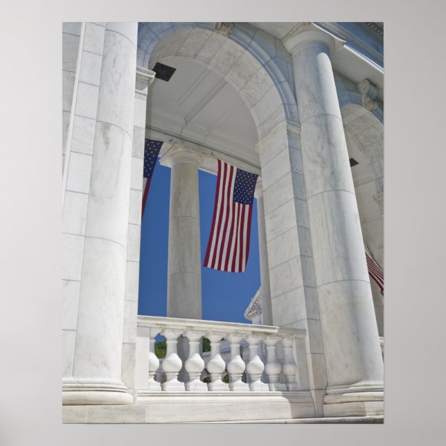 USA, VA, Arlington. American Flags are hung Poster (Front)