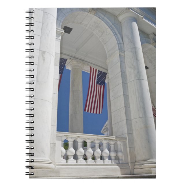 USA, VA, Arlington. American Flags are hung Spiral Notebook (Front)