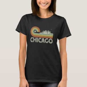 USA Vacation Souvenir Retro Vintage Skyline Chicag T-Shirt