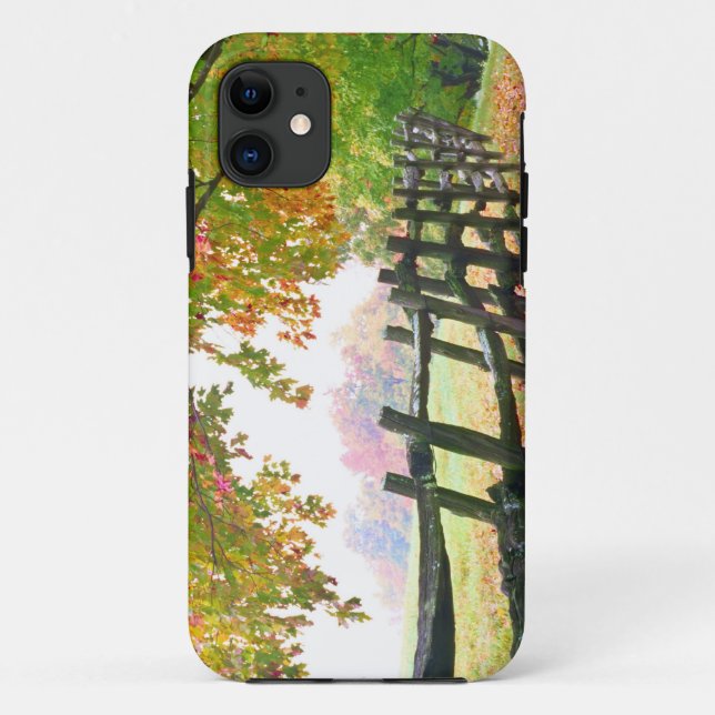 USA, Vermont. Fence under fall foliage. Case-Mate iPhone Case (Back)