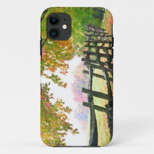USA, Vermont. Fence under fall foliage. Case-Mate iPhone Case