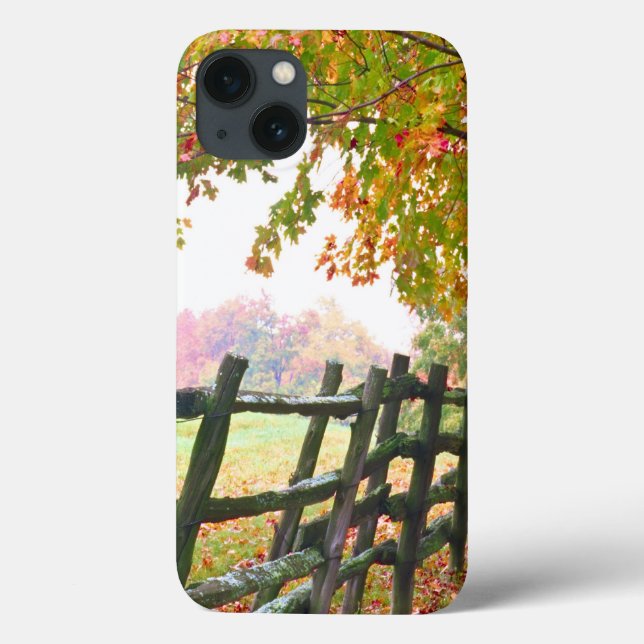 USA, Vermont. Fence under fall foliage. Case-Mate iPhone Case (Back)