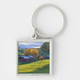 USA, Vermont, Jenne Farm. Rolling green hills Key Ring