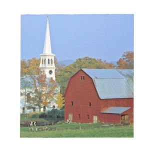 USA, Vermont, Peacham. A red barn and white Notepad