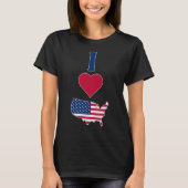 USA Vertical I Love United States America Flag Map T-Shirt (Front)