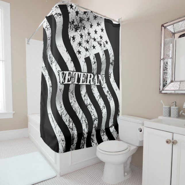 USA Veteran - white vintage 001 Shower Curtain (In Situ)