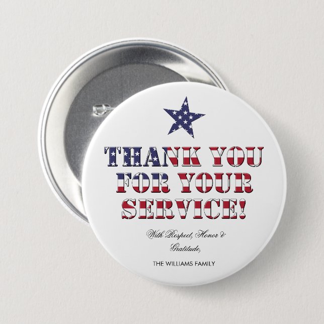 USA Veterans Thank You for Your Service 7.5 Cm Round Badge (Front & Back)