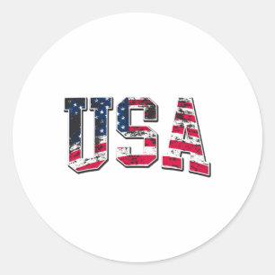 Usa Vintage American Flag  Classic Round Sticker