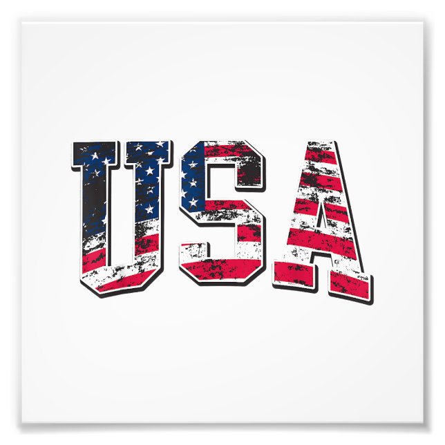 USA Vintage American Flag Photo Print (Front)