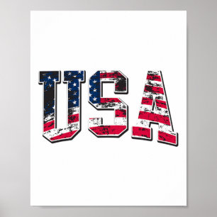 Usa Vintage American Flag Poster