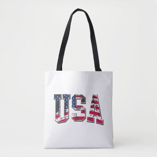 USA Vintage American Flag Tote Bag (Front)