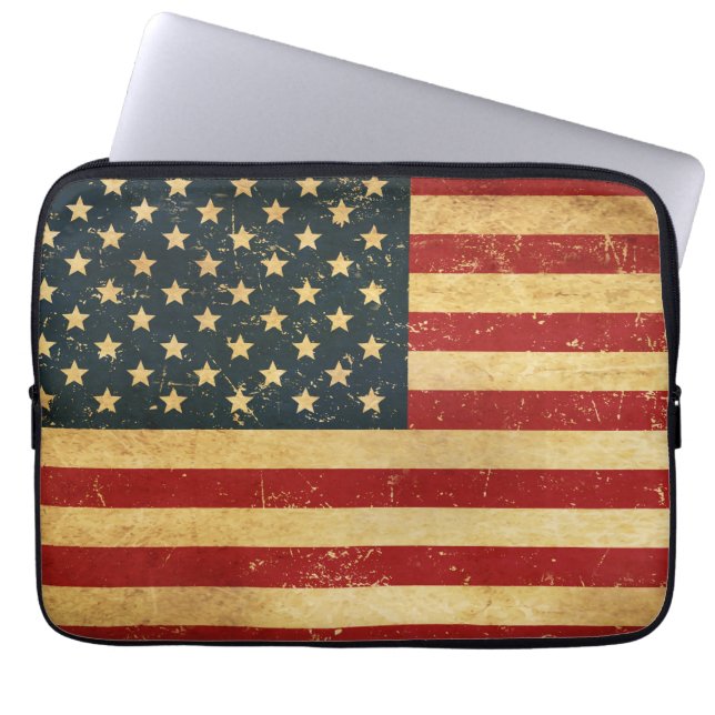 USA Vintage Grunge Flag Laptop Sleeve (Front)