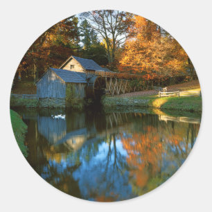 USA, Virginia, Blue Ridge Parkway, Mabry Mill Classic Round Sticker
