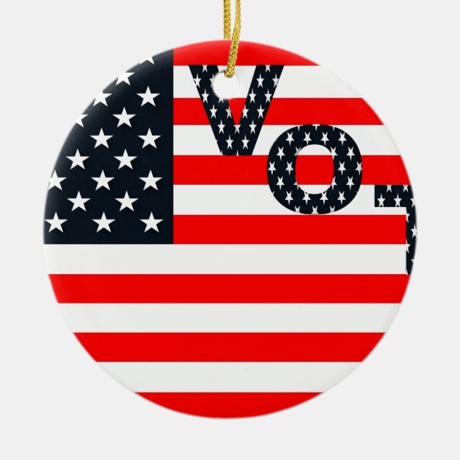 Usa Vote Ceramic Tree Decoration (Front)