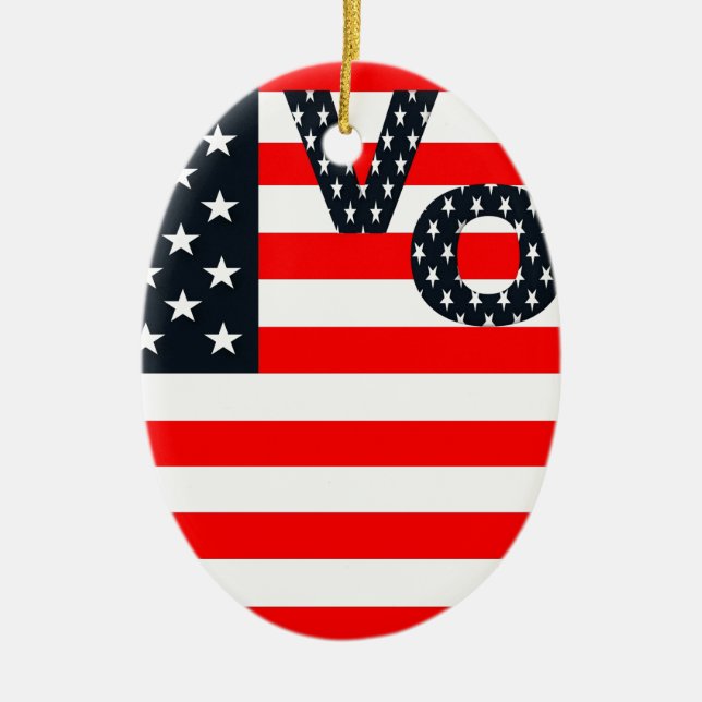 Usa Vote Ceramic Tree Decoration (Front)