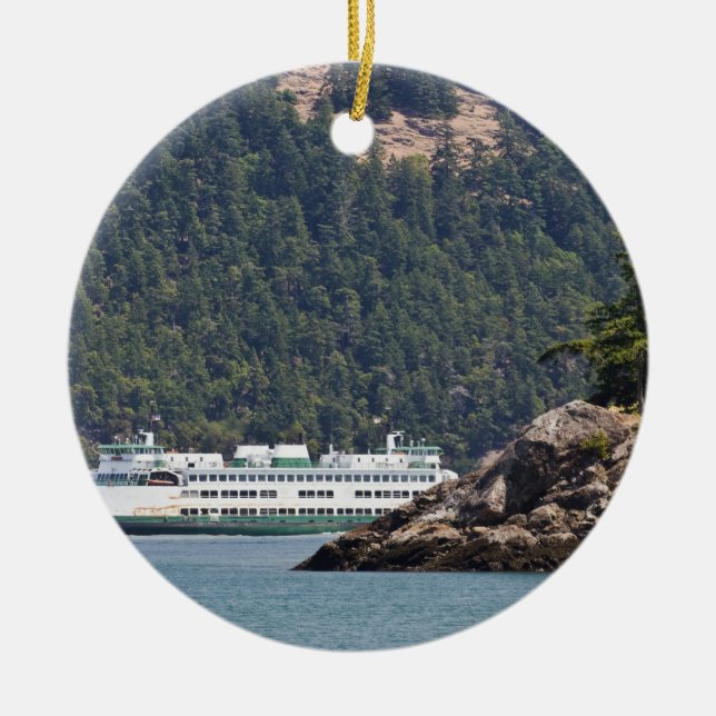 USA, WA. Washington State Ferries Ceramic Tree Decoration (Front)