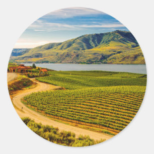 USA, Washington, Lake Chelan. Benson Vineyards Classic Round Sticker