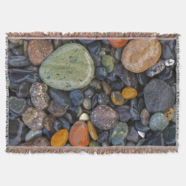 USA, Washington, Lopez Island, Agate Beach Throw Blanket (Front)