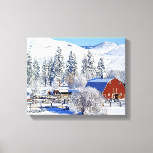 USA, Washington, Methow Valley, Barns in Canvas Print