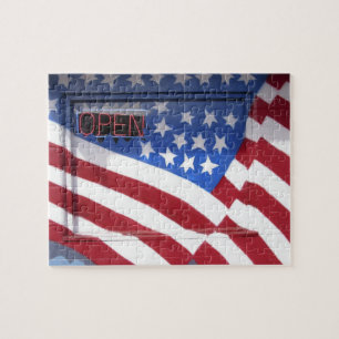 USA, Washington, Moses Lake. Flag wall mural on Jigsaw Puzzle