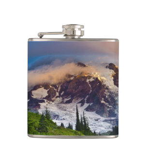 USA, Washington, Mt. Rainier. Morning sun Hip Flask
