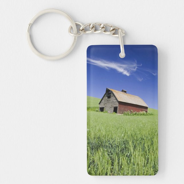 USA, Washington, Old Red Barn in the Spring Key Ring (Front)