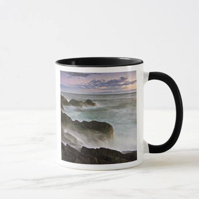 USA, Washington, San Juan Islands.  Waves crash Mug (Right)